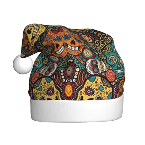 Weihnachtsmütze mit buntem Totenkopf-Motiv, für Erwachsene, Damen, Herren, Weihnachtsmütze für Neujahr, festliche Party Weihnachtsmütze mit buntem Totenkopf-Motiv, für Erwachsene, Damen, Herren, Weihnachtsmütze für Neujahr, festliche Party von rannsut