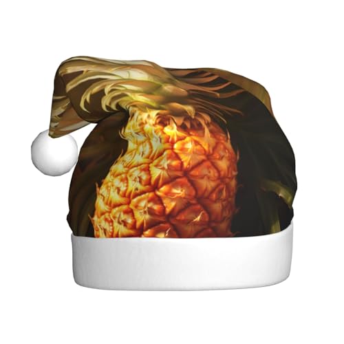 Weihnachtsmütze mit goldenem Ananas-Hintergrund, für Erwachsene, Damen, Herren, Weihnachtsmütze für Neujahr, festliche Party Weihnachtsmütze mit goldenem Ananas-Hintergrund, für Erwachsene, Damen, Herren, Weihnachtsmütze für Neujahr, festliche Party von rannsut
