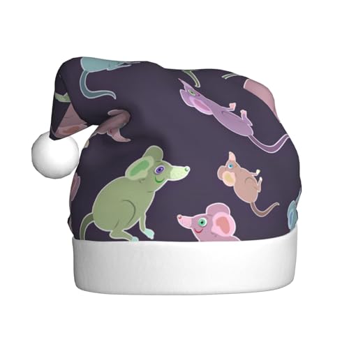 Weihnachtsmütze mit niedlichem Maus-Aufdruck, für Erwachsene, Damen, Herren, Weihnachtsmütze für Neujahr, festliche Party Weihnachtsmütze mit niedlichem Maus-Aufdruck, für Erwachsene, Damen, Herren, Weihnachtsmütze für Neujahr, festliche Party von rannsut