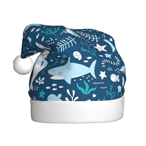 Weihnachtsmütze mit süßem blauem Fisch-Aufdruck, für Erwachsene, Damen, Herren, Weihnachtsmütze für Neujahrsparty Weihnachtsmütze mit süßem blauem Fisch-Aufdruck, für Erwachsene, Damen, Herren, Weihnachtsmütze für Neujahrsparty von rannsut