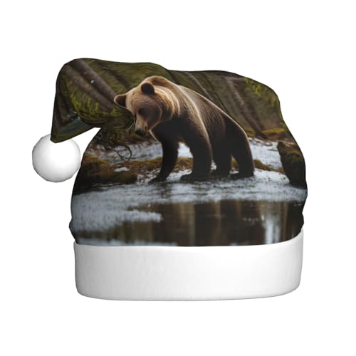 Weihnachtsmütze mit weißem Bär, brauner Bären-Druck, für Erwachsene, Damen, Herren, Weihnachtsmütze für Neujahrsparty Weihnachtsmütze mit weißem Bär, brauner Bären-Druck, für Erwachsene, Damen, Herren, Weihnachtsmütze für Neujahrsparty von rannsut
