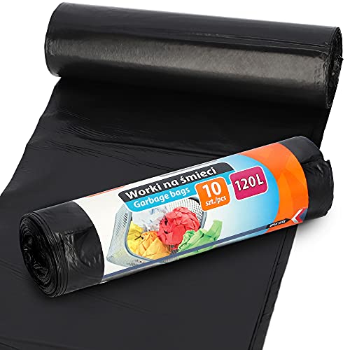 RAVI Müllbeutel, 120L, 10 Stück, Schwerlast Beutel, reißfeste Abfallsäcke, Säcke aus resistenter HDPE-Folie, Müllsäcke für Küche, Garage, Abfallbeutel aus wasserresistenter Folie, schwarz RAVI Müllbeutel, 120L, 10 Stück, Schwerlast Beutel, reißfeste Abfallsäcke, Säcke aus resistenter HDPE-Folie, Müllsäcke für Küche, Garage, Abfallbeutel aus wasserresistenter Folie, schwarz von ravi simple solutions