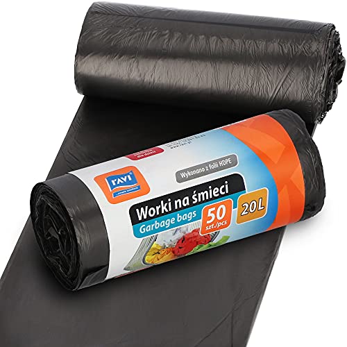 RAVI Müllbeutel, 20L, 50 Stück, Schwerlast Beutel, reißfeste Abfallsäcke, Säcke aus resistenter HDPE-Folie, Müllsäcke für Küche, Garage, Abfallbeutel aus wasserresistenter Folie, schwarz RAVI Müllbeutel, 20L, 50 Stück, Schwerlast Beutel, reißfeste Abfallsäcke, Säcke aus resistenter HDPE-Folie, Müllsäcke für Küche, Garage, Abfallbeutel aus wasserresistenter Folie, schwarz von ravi simple solutions
