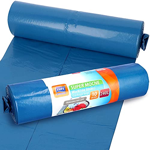 RAVI Müllbeutel, 240L, 10 Stück, blau, Säcke aus LDPE-Folie, Schwerlast Beutel, reißfeste Abfallsäcke, Müllsäcke für Küche, Garage RAVI Müllbeutel, 240L, 10 Stück, blau, Säcke aus LDPE-Folie, Schwerlast Beutel, reißfeste Abfallsäcke, Müllsäcke für Küche, Garage von ravi simple solutions