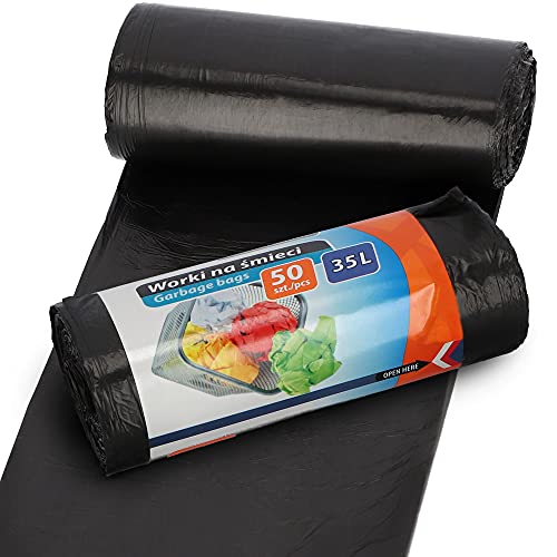 RAVI Müllbeutel, 35L, 50 Stück, Schwerlast Beutel, reißfeste Abfallsäcke, Säcke aus resistenter HDPE-Folie, Müllsäcke für Küche, Garage, Abfallbeutel aus wasserresistenter Folie, schwarz RAVI Müllbeutel, 35L, 50 Stück, Schwerlast Beutel, reißfeste Abfallsäcke, Säcke aus resistenter HDPE-Folie, Müllsäcke für Küche, Garage, Abfallbeutel aus wasserresistenter Folie, schwarz von ravi simple solutions
