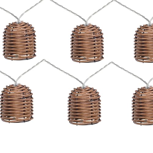Realideas Dekorative Rattan-Lichterkette, 15 LEDs, 4,8 m, batteriebetrieben, für den Innen- und Außenbereich, wasserdicht, für Zuhause, Pergola, Veranda, Party, Hof von realideas