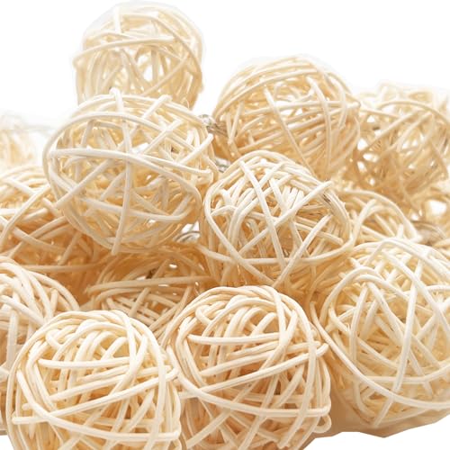 Realideas LED-Lichterkette aus Rattan-Kugel, 4 m, 20 LED Rattan-Kugeln, batteriebetrieben, für Innen- und Außenbereich, dekorative Lichterkette für Schlafzimmer, Party, Hochzeit und Garten von realideas