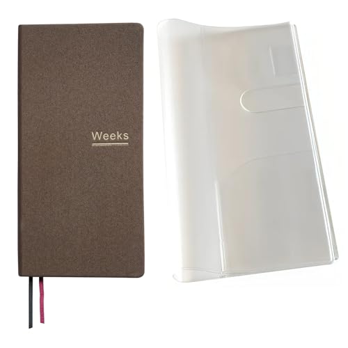 Undatierter Wochenplaner, Notizbuch, Taschen-Organizer, Terminbuch, Tagebuch, Notizbuch, A6, Wochenplan, Notizblock (Braun mit Einband) von receip