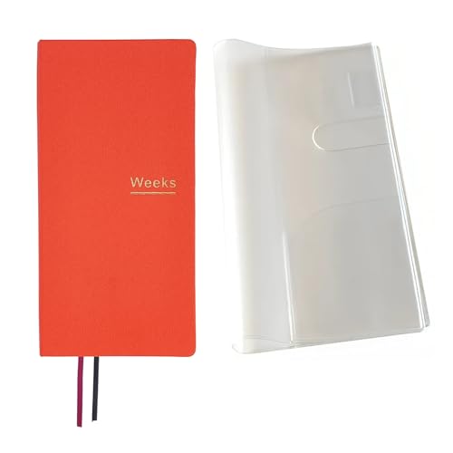 Undatierter Wochenplaner, Notizbuch, Taschen-Organizer, Terminbuch, Tagebuch, Notizbuch, A6, Wochenplan, Notizblock (Orange mit Einband) von receip