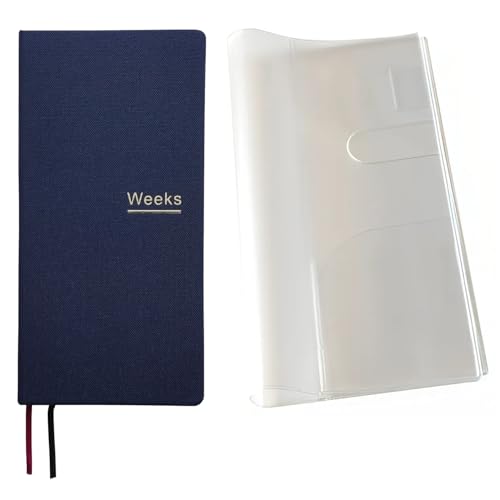 Undatierter Wochenplaner, Notizbuch, Taschen-Organizer, Terminbuch, Tagebuch, Notizbuch, A6, Wochenplan-Notizblock (Dunkelblau mit Einband) von receip