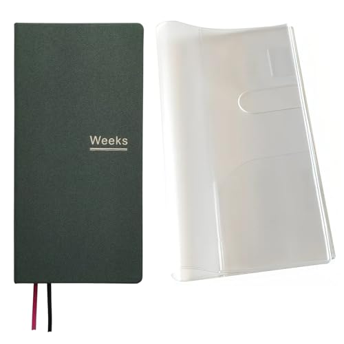 Undatierter Wochenplaner, Notizbuch, Taschen-Organizer, Terminbuch, Tagebuch, Notizbuch, A6, Wochenplan-Notizblock (Dunkelgrün mit Einband) von receip
