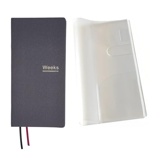 Undatierter Wochenplaner, Notizbuch, Taschen-Organizer, Terminbuch, Tagebuch, Notizbuch, A6, Wochenplan-Notizblock (Grau mit Einband) von receip