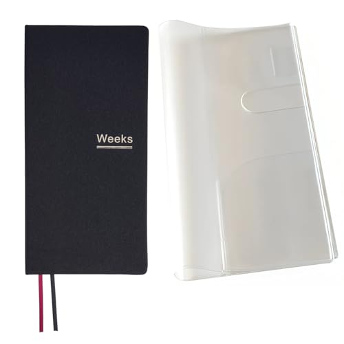Undatierter Wochenplaner, Notizbuch, Taschen-Organizer, Terminbuch, Tagebuch, Notizbuch, A6, Wochenplan-Notizblock (schwarz mit Einband) von receip