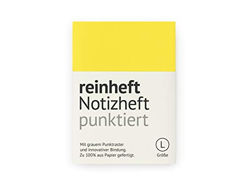 reinheft Notizheft mit Punktraster, flexiblem Softcover Umschlag und 64 Seiten Inhalt, nachfüllbar, Größe L (Gelb, L - Din A5) von reinheft