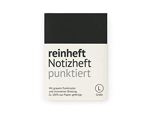 reinheft Notizheft mit Punktraster, flexiblem Softcover Umschlag und 64 Seiten Inhalt, nachfüllbar, Größe L (Schwarz, L - Din A5) von reinheft