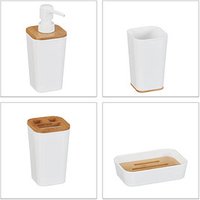 relaxdays Badaccessoires-Set weiß/braun relaxdays Badaccessoires-Set weiß/braun von RELAXDAYS