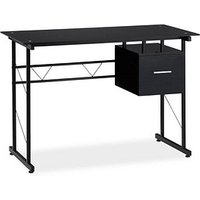 relaxdays Schreibtisch schwarz rechteckig, 4-Fuß-Gestell schwarz 110,0 x 55,0 cm von RELAXDAYS