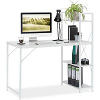 relaxdays Schreibtisch weiß rechteckig, 4-Fuß-Gestell weiß 120,0 x 62,0 cm von RELAXDAYS