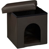 relaxdays Sitzhocker mit Hundebox braun 38,0 x 38,0 x 38,0 cm von RELAXDAYS