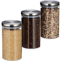 relaxdays Vorratsdosen 18,0 cm hoch transparent 1,0 l, 3 St. von RELAXDAYS