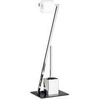 relaxdays WC-Garnitur GLASS silber, schwarz Metall von RELAXDAYS