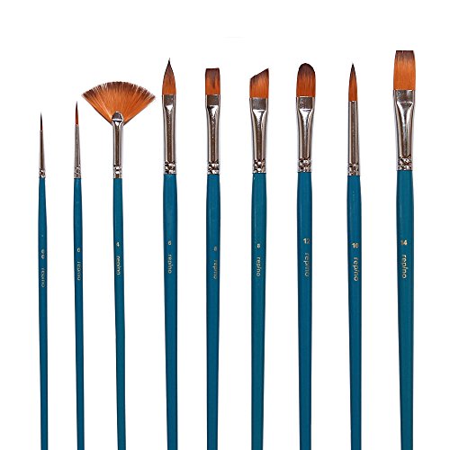 9 Stück feine Künstlerpinsel Pinselset Fächer Pinsel Set Schrägzieher Lienienzieher Katzenzungenpinsel für Acryl Aquarell Gouache Wasserfarben 9 Stück feine Künstlerpinsel Pinselset Fächer Pinsel Set Schrägzieher Lienienzieher Katzenzungenpinsel für Acryl Aquarell Gouache Wasserfarben von repino