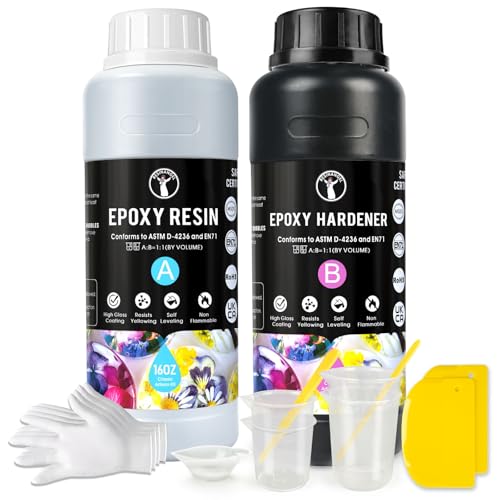 ResinAngel Epoxidharz-Set, einfache Mischung, kristallklares Epoxidharz, selbstnivellierend, kein Vergilben, keine Blasen, Gießharz für Kunsthandwerk, Schmuckherstellung, Holz- und Harzformen, 1 l ResinAngel Epoxidharz-Set, einfache Mischung, kristallklares Epoxidharz, selbstnivellierend, kein Vergilben, keine Blasen, Gießharz für Kunsthandwerk, Schmuckherstellung, Holz- und Harzformen, 1 l von resinangel