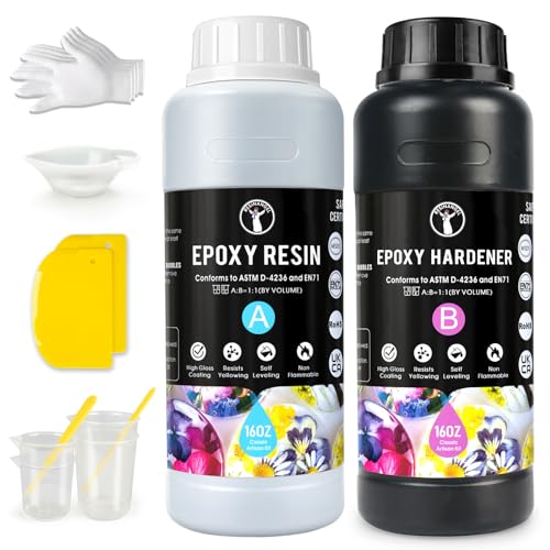 ResinAngel Epoxidharz-Set, selbstnivellierend, Anti-Gelb, klares Harz, einfaches Verhältnis 1:1 für Untersetzer, Bar-Tops, Schmuck, Kunstharz-Projekte von resinangel