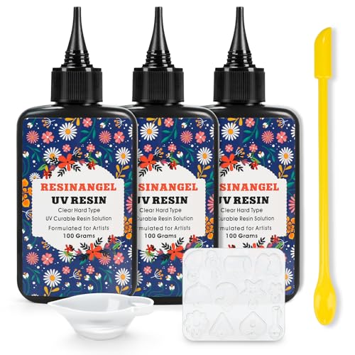 ResinAngel UV-Harz-Set mit Gießwerkzeugen, 300 g, super klar, hart, geruchsarm, vorgemischtes UV-Epoxidharz, schnelle Aushärtung für Anfänger, Schmuckherstellung, Bastelarbeiten, Beschichtung und ResinAngel UV-Harz-Set mit Gießwerkzeugen, 300 g, super klar, hart, geruchsarm, vorgemischtes UV-Epoxidharz, schnelle Aushärtung für Anfänger, Schmuckherstellung, Bastelarbeiten, Beschichtung und von resinangel