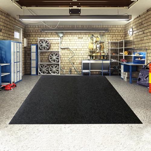 Garagenmatte, Ölschutz, wasserdicht, für Auto, Filzmatte, rutschfest, mit reißfester Rückseite, Schutz für Garagenboden, hohe Widerstandsfähigkeit (schwarz, 2,23 x 4,87 m) von reukmuuc