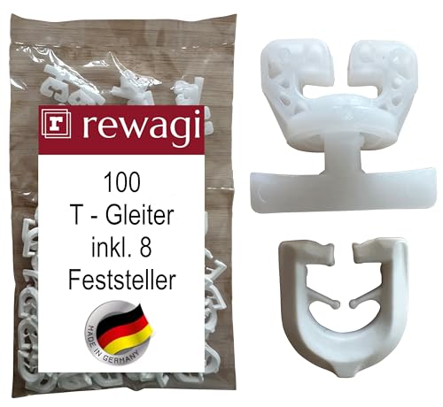 rewagi 100 T – Gleiter & 8 T&U Feststeller für T - Schienen, T- Schienen Wohnmobil, Gardinen, Gardinenhaken, Überklipshaken, Faltenhaken, Faltenlegehaken rewagi 100 T – Gleiter & 8 T&U Feststeller für T - Schienen, T- Schienen Wohnmobil, Gardinen, Gardinenhaken, Überklipshaken, Faltenhaken, Faltenlegehaken von rewagi