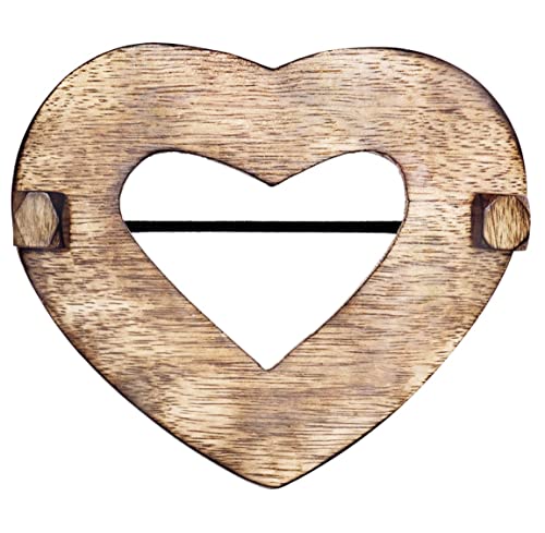 rewagi Dekospange – Raffhalter Herz Größe: 11,5 cm - Farbe: Hellbraun - Material: Holz von rewagi