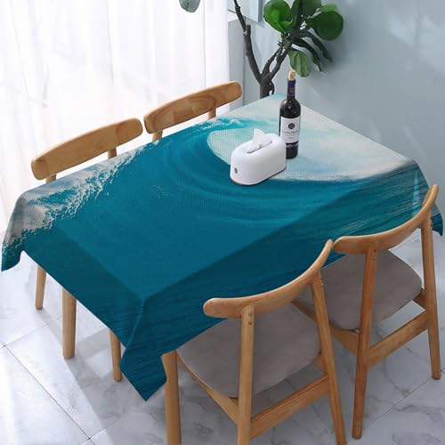 Garten Tischdecken Rechteckig, Ozeanszene einer sauberen großen Meereswelle,die sich gegen,Fleckschutz Wasserdicht Tischtuch für Draußen Esszimmer,Küche,Garten,Party,Hochzeiten oder Haushalt 137x183cm von reyawdf