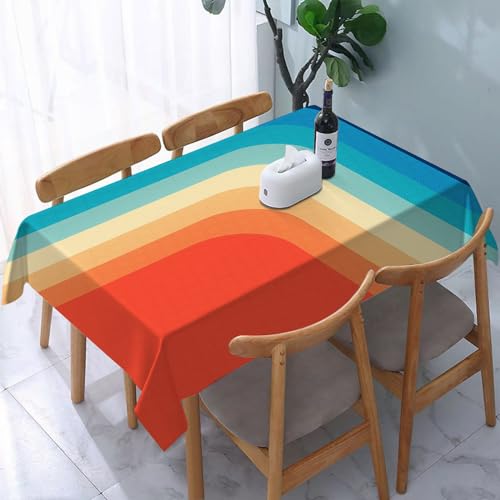 Garten Tischdecken Rechteckig,Retro 70er Jahre,Fleckschutz Wasserdicht Tischtuch für Draußen Esszimmer,Küche,Garten,Party,Hochzeiten oder Haushalt 137x183cm von reyawdf