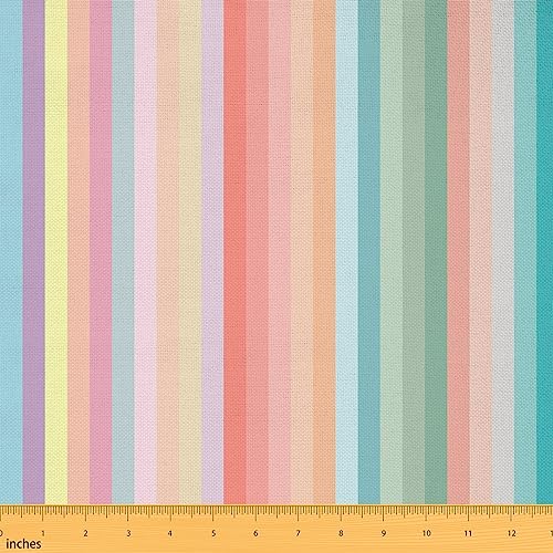 Regenbogen Streifen Stoff durch den Hof,Aquarell Geometrie Streifen wasserdichter Outdoor Stoff,Pastell Farbpaletten Kollektion Stoff,Moderne Kunst Stoff,92x150 von richhome