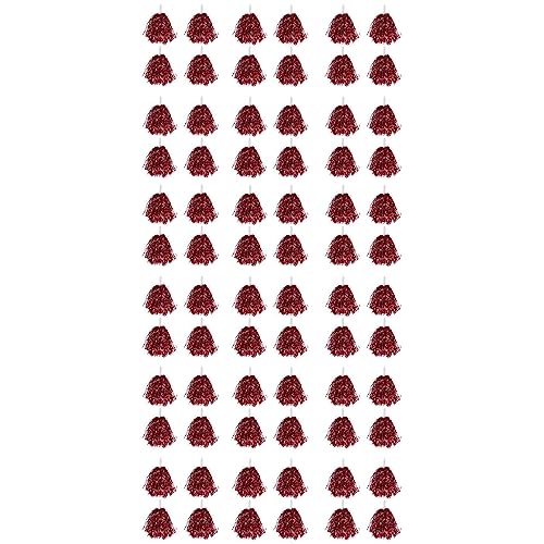 rieder 72 Stück Cheerleading Pom Poms Metallfolie Cheer Pom Poms mit Kunststoffgriff für Erwachsene Kinder Cheerleader Rot von rieder