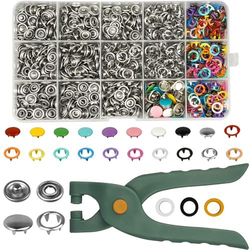 rietegio 250 Druckknopf Set mit Zange 9,5 mm hohle und feste Metallknöpfe Druckknöpfe ohne Nähen Jersey Druckknöpfe für Kinderkleidung Nähen Handwerk handgefertigt DIY Kleidung Reparaturen (10 Farben) rietegio 250 Druckknopf Set mit Zange 9,5 mm hohle und feste Metallknöpfe Druckknöpfe ohne Nähen Jersey Druckknöpfe für Kinderkleidung Nähen Handwerk handgefertigt DIY Kleidung Reparaturen (10 Farben) von rietegio