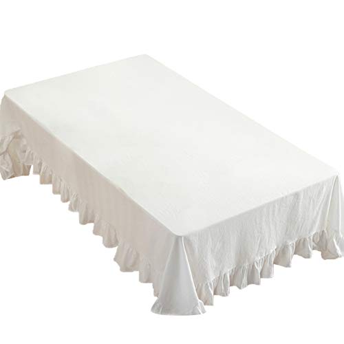 rismart Lotuseffekt Leinen Tischdecke Tischtuch Decke Pflegeleicht Bbwaschbar Weiß,130 x 180 cm von rismart