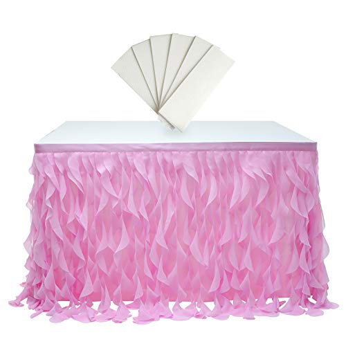 rismart Mehrschichtig Tüll Tischrock Tutu Tischbekleidung zum Geburtstag Hochzeit Parteien Rosa,77 H x L 275 cm von rismart