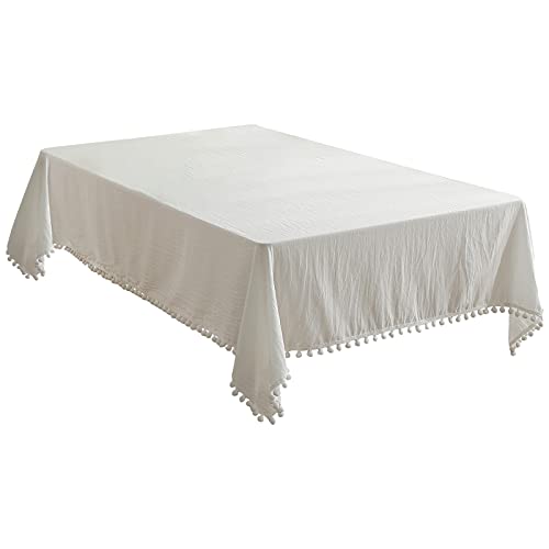 rismart Rechteck Tischdecke Tischtuch Pom Pom Couchtisch Decke Weiß,60 x 60 cm von rismart