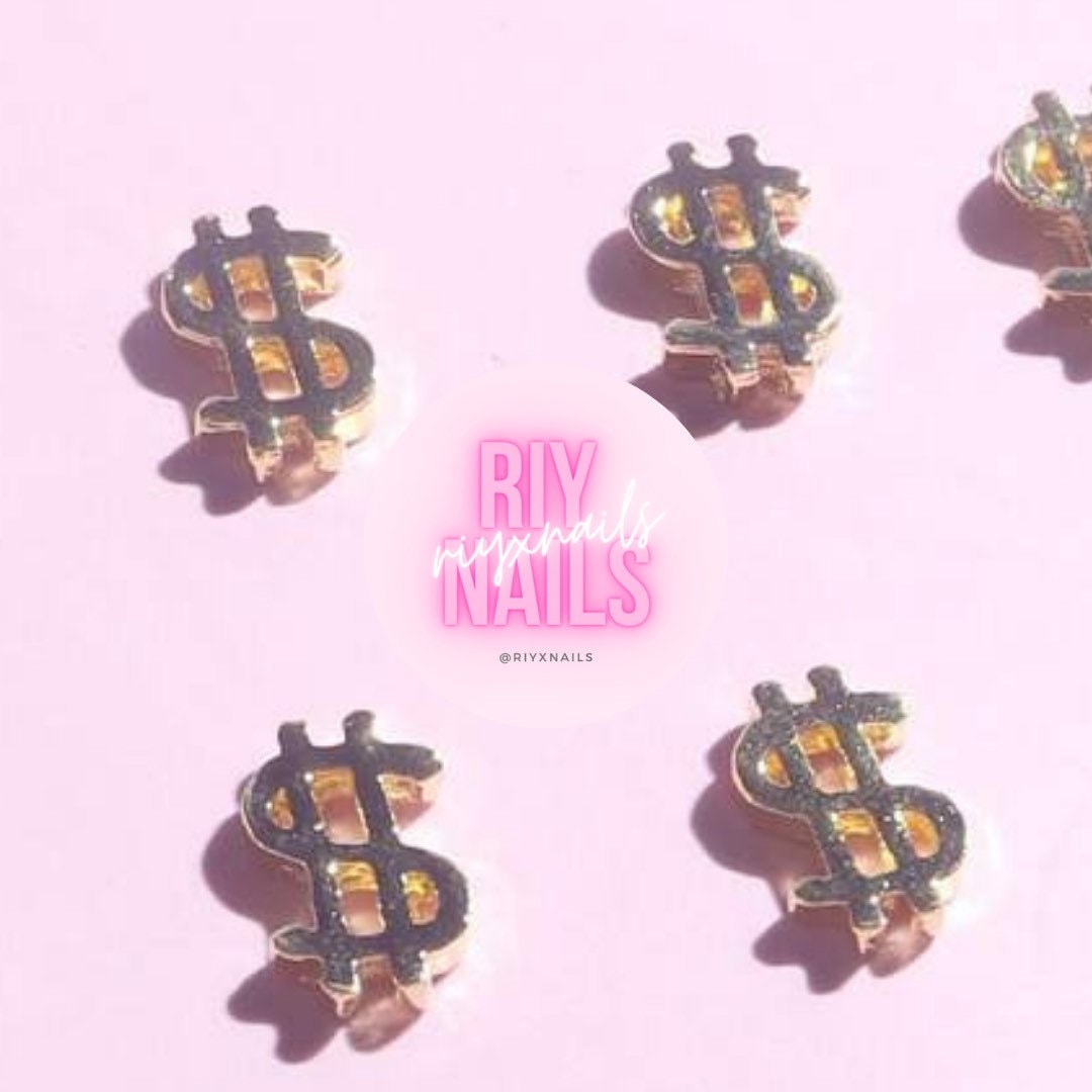 5 Stück Gold Dollar Zeichen Nagel Charms Riynails von riynails