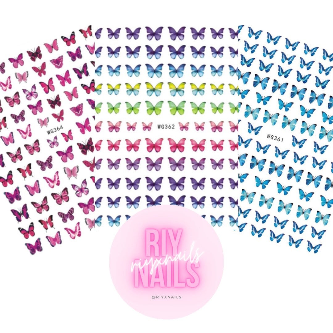 Bunte Schmetterling Nail Art Sticker Riynails von riynails