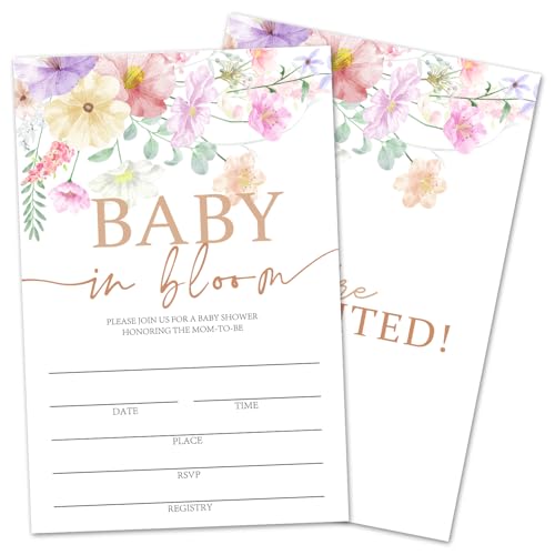 rizotus Babyparty-Einladungen für Mädchen und Jungen, buntes Blumenmotiv, Partyeinladungen, 25 Karten mit Umschlägen, Schwangerschaftsankündigung, Party-Dekorationen, Zubehör -05 rizotus Babyparty-Einladungen für Mädchen und Jungen, buntes Blumenmotiv, Partyeinladungen, 25 Karten mit Umschlägen, Schwangerschaftsankündigung, Party-Dekorationen, Zubehör -05 von rizotus