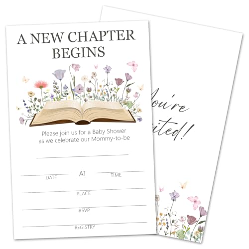 rizotus Einladungen für Babypartys mit Blumenmuster für Mädchen und Jungen, Buchthema, Partyeinladungen, 25 Karten mit Umschlägen, Schwangerschaftsankündigung, Party-Dekorationen, Zubehör, 15 Stück rizotus Einladungen für Babypartys mit Blumenmuster für Mädchen und Jungen, Buchthema, Partyeinladungen, 25 Karten mit Umschlägen, Schwangerschaftsankündigung, Party-Dekorationen, Zubehör, 15 Stück von rizotus