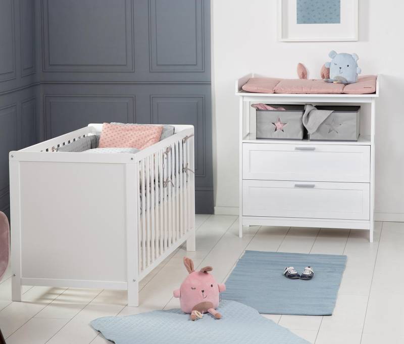 roba Kinderzimmer-Set Bett und Kommode - 87x75x100cm - weiß - Holz / Kunststoff / Holz von roba