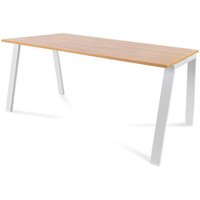 rocada BLANCA höhenverstellbarer Schreibtisch eiche/weiß rechteckig, 4-Fuß-Gestell weiß 160,0 x 80,0 cm von rocada