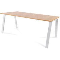 rocada BLANCA höhenverstellbarer Schreibtisch eiche/weiß rechteckig, 4-Fuß-Gestell weiß 180,0 x 80,0 cm von rocada