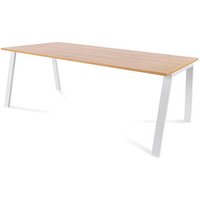 rocada BLANCA höhenverstellbarer Schreibtisch eiche/weiß rechteckig, 4-Fuß-Gestell weiß 200,0 x 100,0 cm von rocada