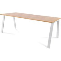 rocada BLANCA höhenverstellbarer Schreibtisch eiche/weiß rechteckig, 4-Fuß-Gestell weiß 200,0 x 80,0 cm von rocada