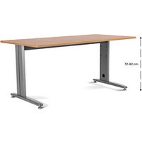 rocada METAL höhenverstellbarer Schreibtisch eiche rechteckig, T-Fuß-Gestell grau 180,0 x 80,0 cm von rocada